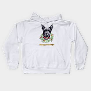 Happy Howlidays Scottish Terrier Wreath Kids Hoodie